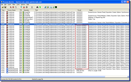 Process Monitor | ACCESS DENIED | temp folder | temporary ICA file