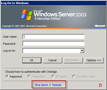 Windows Server 2003 Logon Screen | Imprivata | Shutdown | REstart