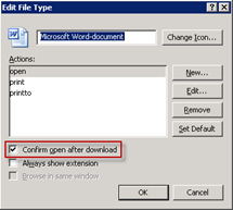 Microsoft Word-document | Confirm open after download