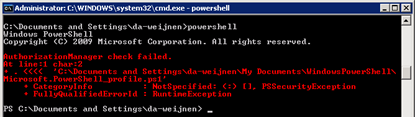 AuthorizationManager check failed.| At line:1 char:2 | Microsoft.PowerShell_profile.ps1'