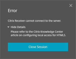 Citrix Receiver cannot connect to the server