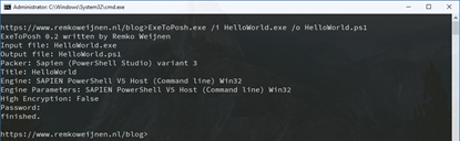 image ExeToPosh Screenshot showing example usage