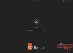 Ubuntu Logon Screen, change logon option to Ubuntu on Xorg via the Settings button